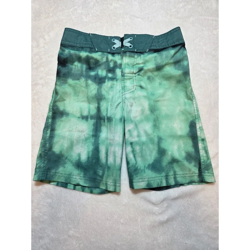 288. iXtreme Class Boys Green Tie Dye Board Shorts Swim Trunks Size 8